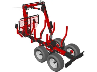 Truck Forest Trailer 3D Model preview