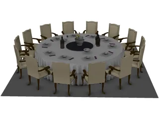 Catering Table 3D Model preview
