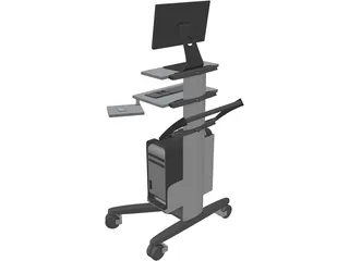 Mobile Computer Cart 3D Model preview
