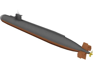Los Angeles Class Attack Sub 3D Model preview