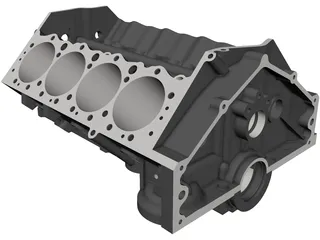 Small Block Chevrolet Engine Block 3D Model preview