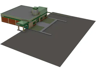TD Bank Building with Drive Thru 3D Model preview