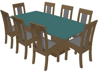 Dining Table and Chairs 3D Model preview