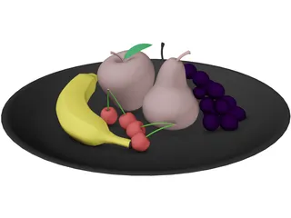 Fruits On Plate 3D Model preview