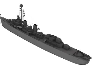USS Kidd Destroyer 3D Model preview