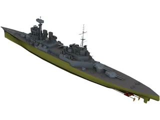 Hood Battlecruiser Refit 3D Model preview