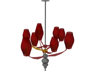 Modern Asian Chandelier 3D Model preview