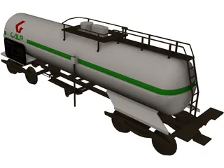 Oil Tank Train Car 3D Model preview
