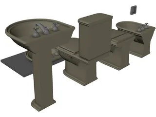 Bathroom Furniture Set 3D Model preview