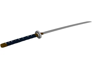 Short Katana Sword 3D Model preview