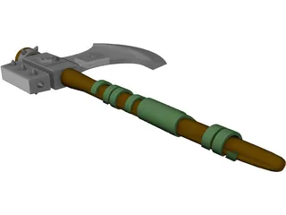 Medieval Battle Axe Handle 3D Model preview