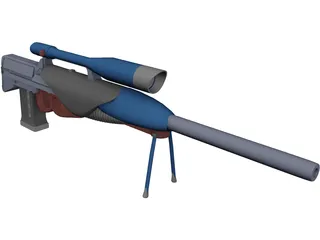 Sniper Rifle Shooting with Bullets 3D Model preview