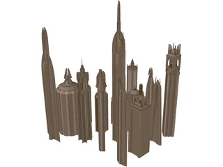 Futuristic Skyscraper Collection 3D Model preview