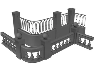 Modular Fence Parts 3D Model preview