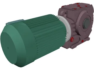 Worm Gear Motor Large 3D Model preview