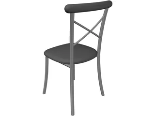Metal Kitchen Chair with Padded Back 3D Model preview