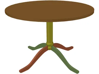 Wooden Round End Table 3D Model preview
