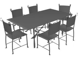 Table with Chairs 3D Model preview