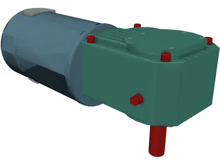 Worm Gear Motor Medium 3D Model preview
