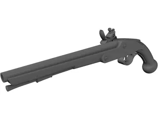 Flintlock Holster Pistol C 1760 3D Model preview