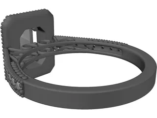 Gold Jewelry Ring with Gems 3D Model preview