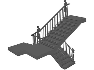 Stair with 3 Flights and 3 Landings 3D Model preview