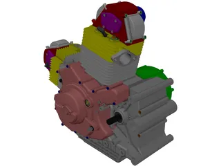 Ducati 900cc Air Cooled Engine 3D Model preview