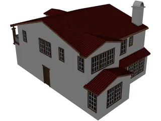 Spanish Style House 2 Story 3D Model preview