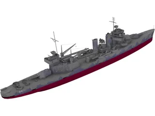 USS Vincennes Military Cruiser 3D Model preview