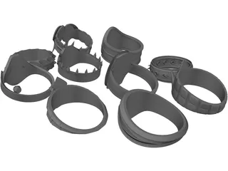 Rings Collection 3D Model preview