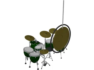 John Bonham Drum Set 3D Model preview