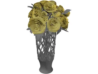 Vase with Roses 3D Model preview