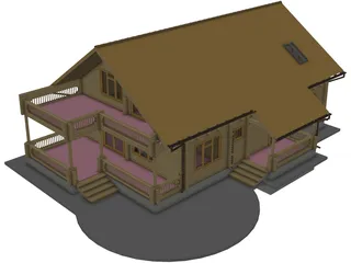 Wooden House 3D Model preview