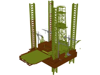 Oil Rig Offshore 3D Model preview