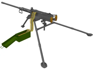M2A2 HB .50 Cal Machine Gun 3D Model preview