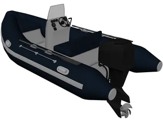 Inflatable Boat with Outboard Motor 3D Model preview
