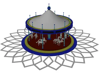 Amusement Park Carousel 3D Model preview