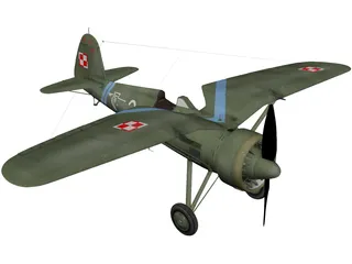 PZL P.11 3D Model preview