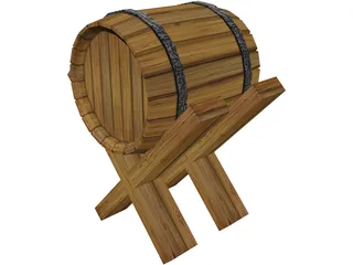 Wine Barrel 3D Model preview