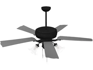 Ceiling Fan with Lamp 3D Model preview
