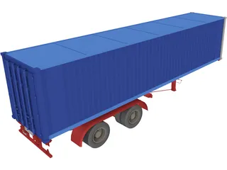 Renault Magnum Container Trailer 3D Model preview