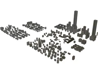 City Buildings Set 3D Model preview