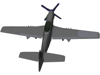 North American Mustang MP51D 3D Model preview