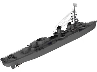 USS Fletcher 3D Model preview