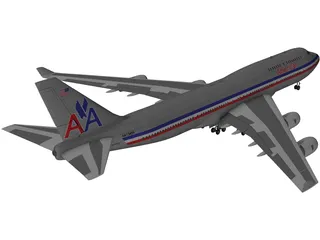 Boeing 747-400 Airliner 3D Model preview