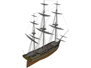 Le Glorieux Ship Of Line 3D Model preview