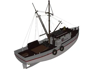 Shrimp Boat 3D Model preview