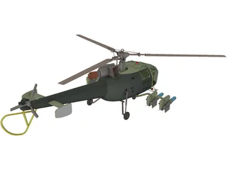 Aeroespatiale Alouette III with Interior 3D Model preview
