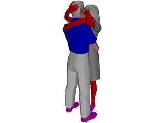 Adults Hugging 3D Model preview