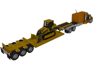 Lowboy Semi Truck 3D Model preview